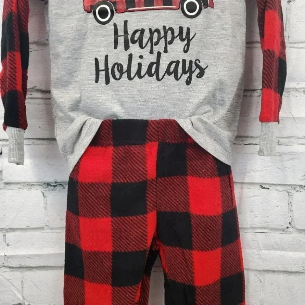 2T Toddler Kids Happy Holiday Truck 2 pieces Holiday Pajama Set